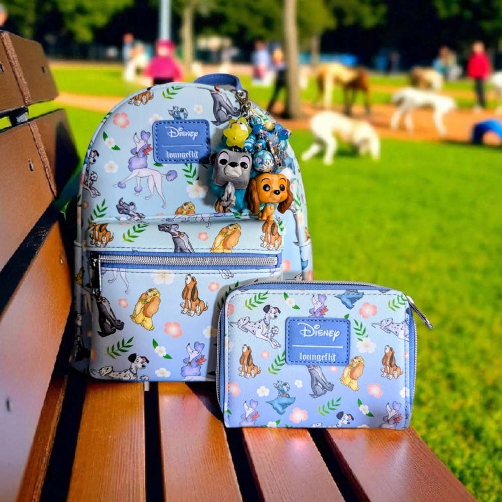 Loungefly Disney dogs 🐶🐩🐾 mini backpack, Wallet, Lady & Tramp Funko Charm!